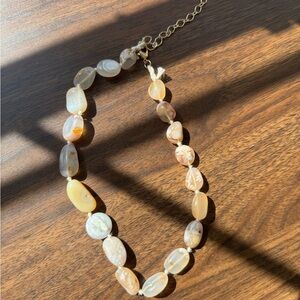 Free People Gold and Cream Stone Necklace